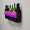 CUSTOMIZABLE Wall Mounted Wine Bottle & Glass Hanging Shelf Side 6 Bottles 4 Glasses Black