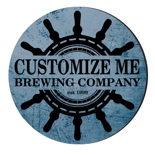 CUSTOMIZABLE Coaster - 4in Round Foam - Ship Wheel Design