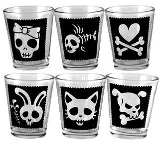 1.75 oz Shot Glass- Cutsey Skulls