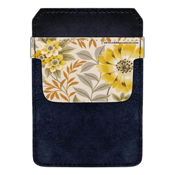 Leather Bottle Opener Pocket Protector w/ Designer Flap - Sunflower Floral