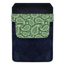 Leather Bottle Opener Pocket Protector w/ Designer Flap - Green Paisley