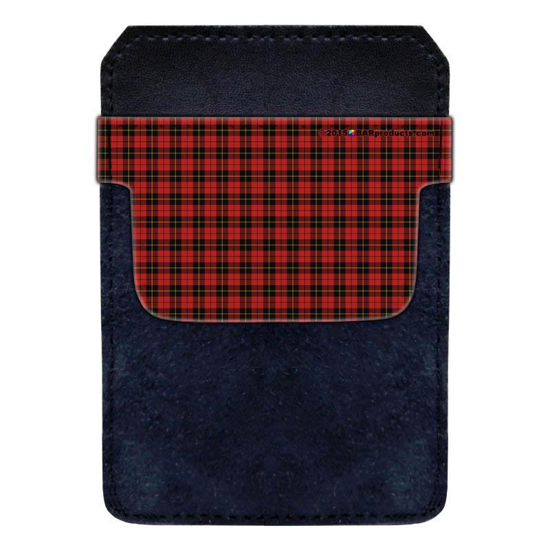 DekoPokit™ Leather Bottle Opener Pocket Protector w/ Designer Flap - Red Plaid - SMALL