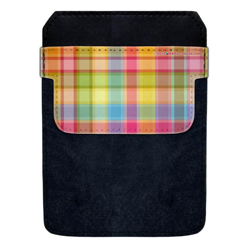 DekoPokit™ Leather Bottle Opener Pocket Protector w/ Designer Flap - Colorful Plaid - LARGE