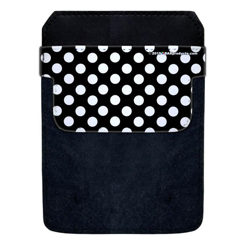 DekoPokit™ Leather Bottle Opener Pocket Protector w/ Designer Flap - Black and White Polka  - LARGE