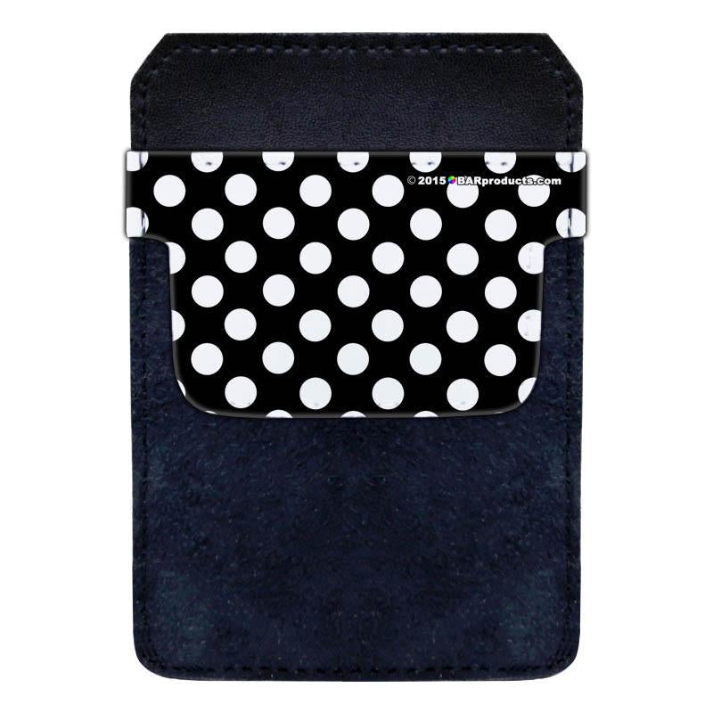 DekoPokit™ Leather Bottle Opener Pocket Protector w/ Designer Flap - Black and White Polka  - SMALL