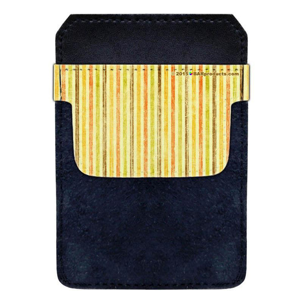 DekoPokit™ Leather Bottle Opener Pocket Protector w/ Designer Flap - Yellow Grunge Stripes - SMALL