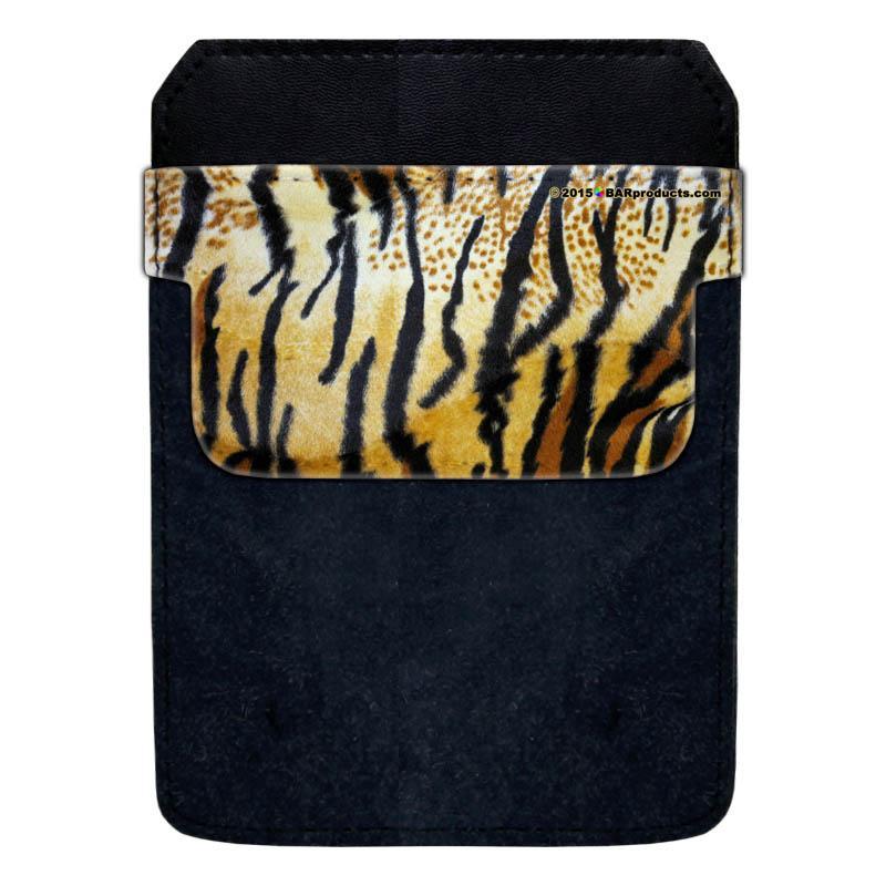 DekoPokit™ Leather Bottle Opener Pocket Protector w/ Designer Flap -  Tiger Print - LARGE