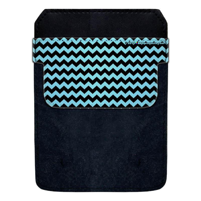 DekoPokit™ Leather Bottle Opener Pocket Protector w/ Designer Flap - Teal and Black Zig Zag - LARGE