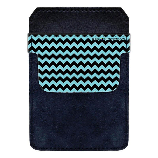 DekoPokit™ Leather Bottle Opener Pocket Protector w/ Designer Flap - Teal and Black Zig Zag - SMALL