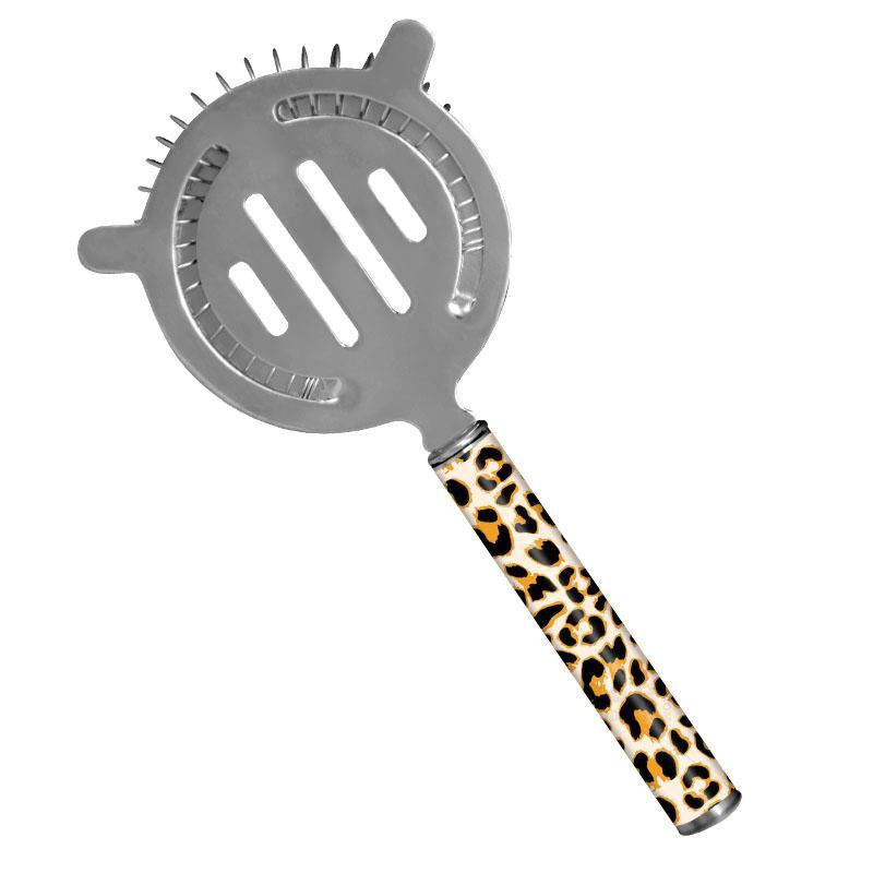 Designer Cocktail Strainer - Pipe Handle - Cheetah