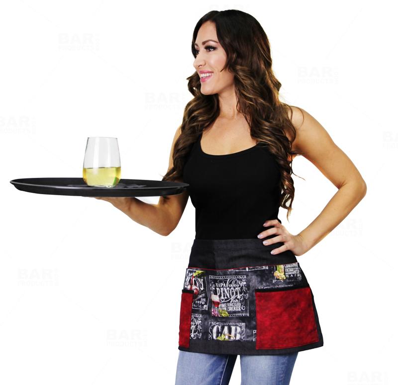 Designer Apron - Wine Patchwork Pattern - 5 Compartment