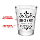  CUSTOMIZABLE - 1.75oz Clear Shot Glass - Wedding Embellishment