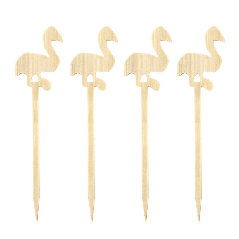 BarConic® Wooden Flamingo Cocktail Picks - 100 pack