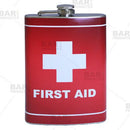 Stainless Steel Hip Flask - First Aid Design - 12 ounce