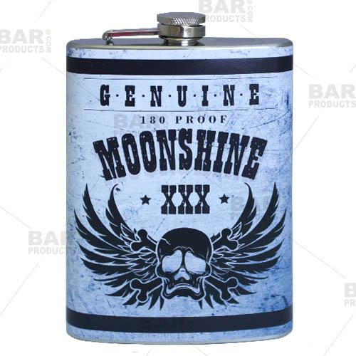 Stainless Steel Hip Flask - Moonshine Design - 8 ounce