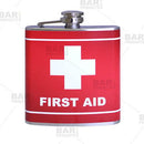 Stainless Steel Hip Flask - First Aid Design - 6 ounce