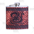 Stainless Steel Hip Flask - Leather Snake Design - 6 ounce