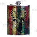 Stainless Steel Hip Flask - Buck Design - 8 ounce