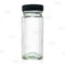 French Square Craft Bartending Jar w/ Black Lid - Clear 4oz