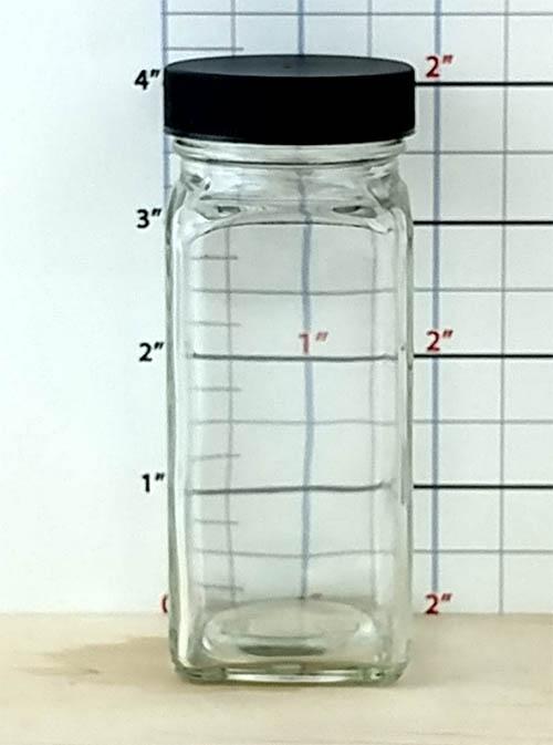 French Square Craft Bartending Jar w/ Black Lid - Clear 4oz