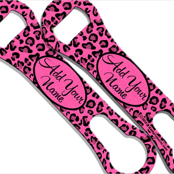 "ADD YOUR NAME"  V-Rod® Bottle Opener – Glitter Leopard Print