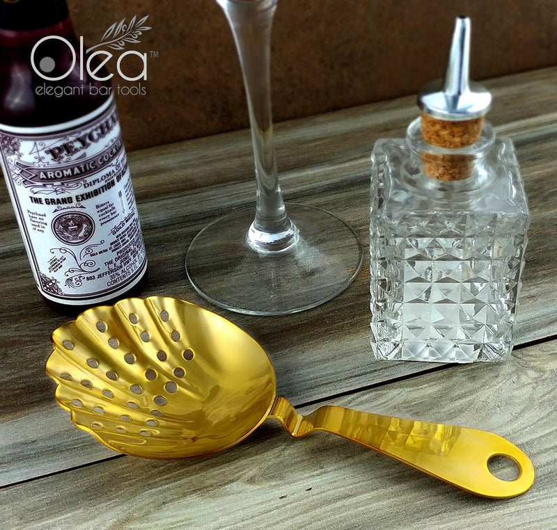 Olea™ Shell Julep Cocktail Strainer - Gold Plated