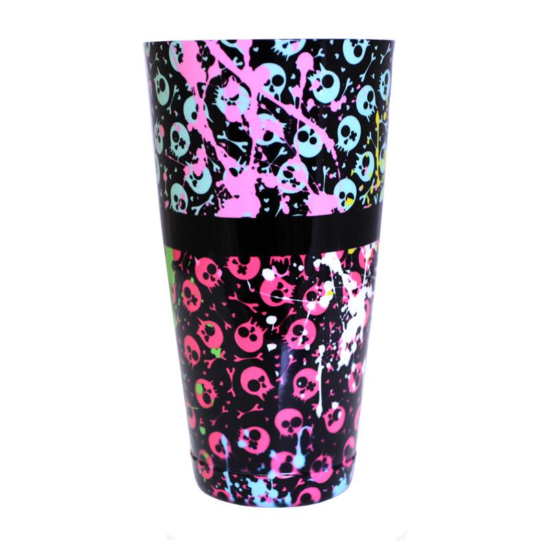 Cocktail Shaker Tin - Printed Designer Series - 28oz weighted - Girly Grunge Splatter Skulls