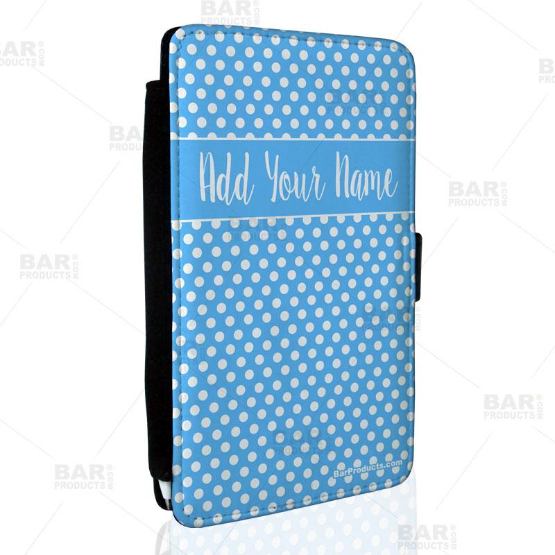 ADD YOUR NAME Guest Check Pad Holder - Blue Polka Dots