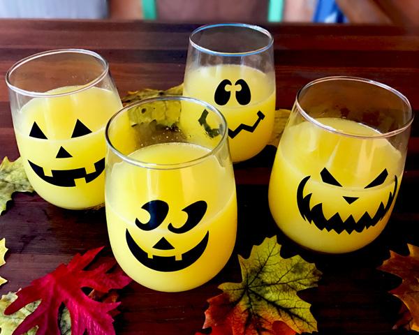 Halloween Jack O'Lantern Stemless Wine Glasses