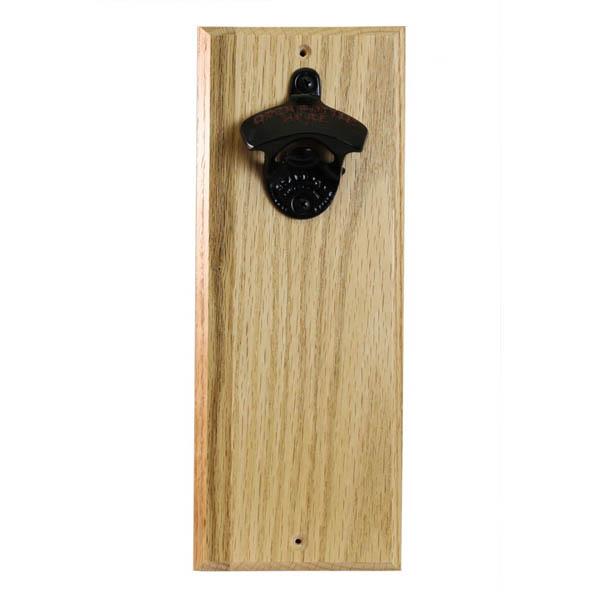 Hard Wood Wall Bottle Opener with Magnetic Cap Catcher