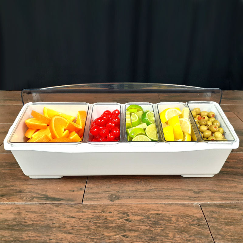 Condiment Holder (4) 1-Quart (1) 2-Quart Fruit Trays - White