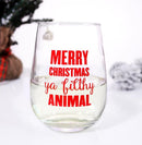 Merry Christmas Ya Filthy Animal Stemless Wine Glass