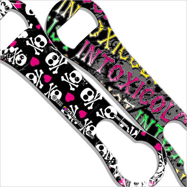 Kolorcoat V-Rod Bottle Opener - Girly Hearts and Skulls