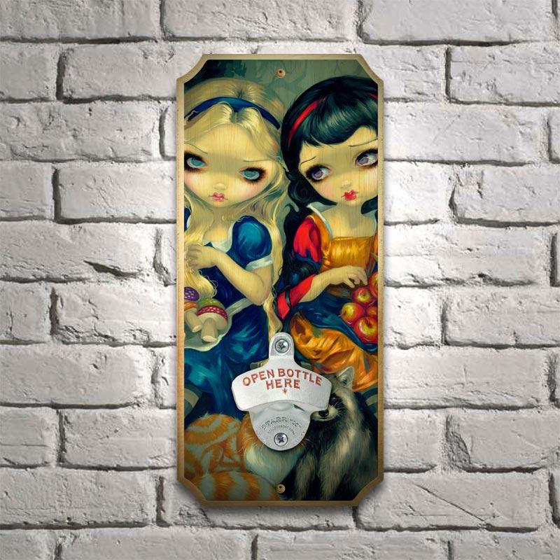 Alice - Wood Plaque Wall Mounted Bottle Opener