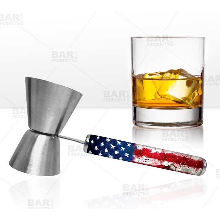 Jigger with Printed Handle Design - U.S. Flag - .75oz x 1.25oz