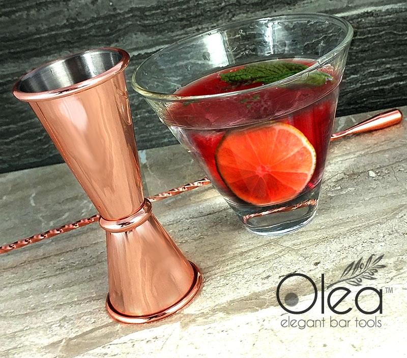 Olea™ Copper Plated Japanese Tall Jigger - (1 1/2oz X 1oz)