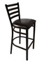 Ladder Back Metal Bar Stool - Black Vinyl 