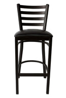 <a href="https://www.barsuppliesmart.com/ladder-back-metal-bar-stool-black-vinyl">Ladder Back Metal Bar Stool - Black Vinyl Seat</a>