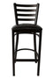 Ladder Back Metal Bar Stool - Black Vinyl 