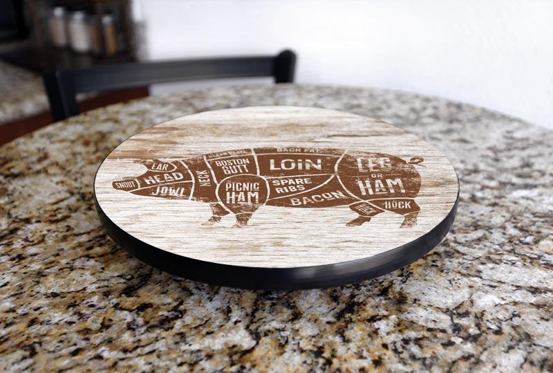 Lazy Susan - PORK BUTCHER DIAGRAM - 3 Different Sizes - For Kitchen Table Top