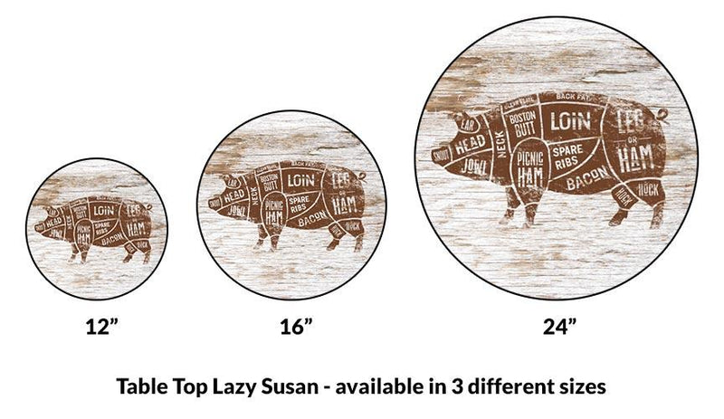 Lazy Susan - PORK BUTCHER DIAGRAM - 3 Different Sizes - For Kitchen Table Top