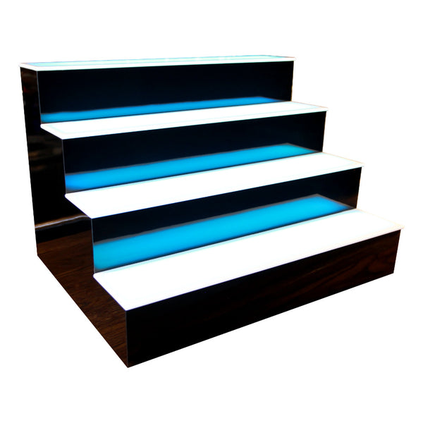 BarConic® LED Liquor Bottle Display Shelf 4 Tier Step Black Free Shipping