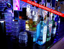 BarConic® LED Liquor Bottle Display Shelf - 4 Steps - Polished Mirrored Metal - Several Lengths