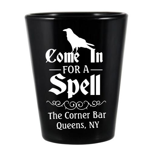 CUSTOMIZABLE - 1.75oz Black Shot Glass - Spell Halloween Design