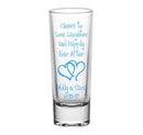 CUSTOMIZABLE - 2oz Tall Clear Shot Glass - Cheers to Love, Laughter