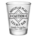 Customizable 1.75 oz. Clear Shot Glass- Adults At Play- Caution- AYN