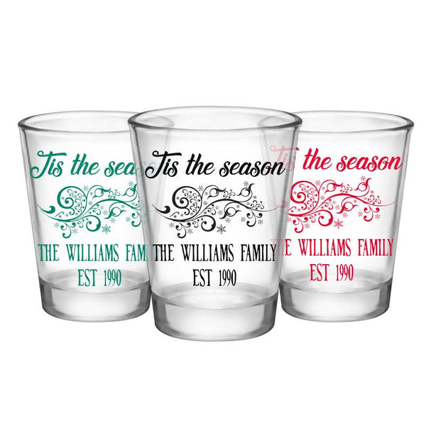 CUSTOMIZABLE - 1.75oz Clear Shot Glass- Tis the Season