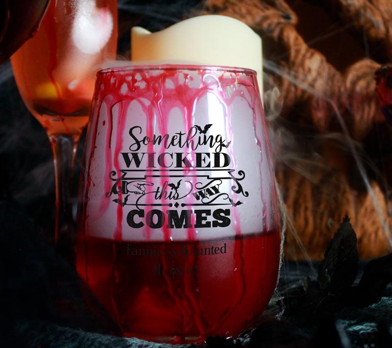 CUSTOMIZABLE Stemless Wine Glass - Something Wicked - 17 ounce