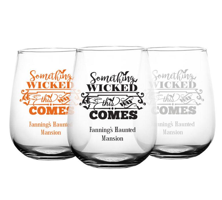 CUSTOMIZABLE Stemless Wine Glass - Something Wicked - 17 ounce