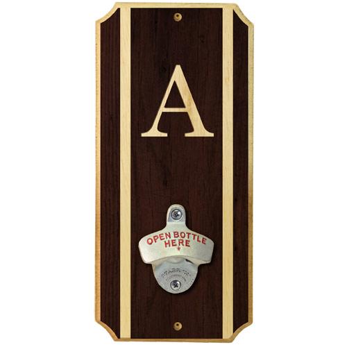 Wall Mounted Wood Plaque Bottle Opener - Monogrammed